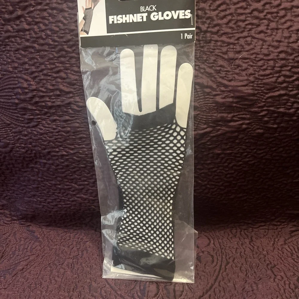 Black Fishnet Gloves Halloween Costume Accessory Dress Up Cosplay New In Package